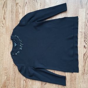 (M) Simply Vera Verawang Heavy Knit Nylon Blend Sweater Beaded Neckline Evening